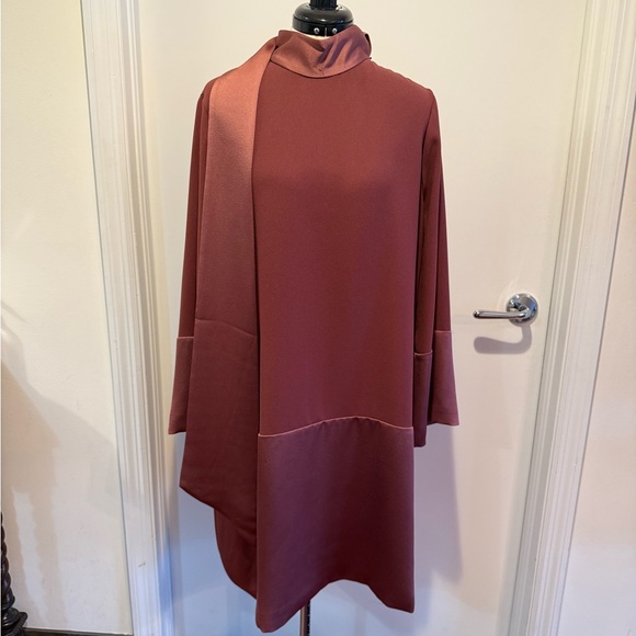 St. John Dresses & Skirts - St John Elegant Cranberry Women's Dress with Neck Detail Size 12